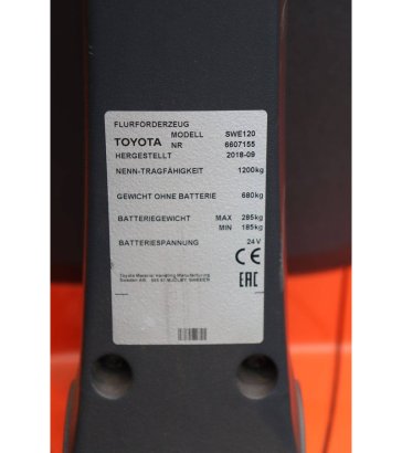 Stacker Toyota SWE120 Electric 1200kg 2.9m 2018 SWE120 2018 2 image 27