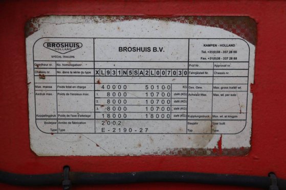 Broshuis E-2190/27 2002 Low Loader Semi-Loader Broshuis E-2190/27 2002 2 Lowloader semi-trailers image 13