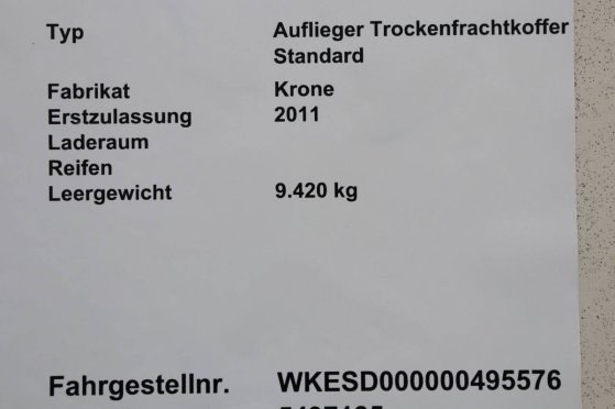 Closed Semi-Trailer Krone SD 39000kg 2011 9357 2011 2 Box semi-trailers image 13