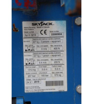 Skyjack SJ III 3219 Scissor Lift Electric 7.8m 227kg 2015 Skyjack SJ III 3219 2015 2 Scissor Lifts image 13