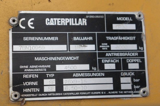 Caterpillar DP30 Diesel Forklift 3000kg 5.0m 1997 DP30 1997 2 Forklift image 13
