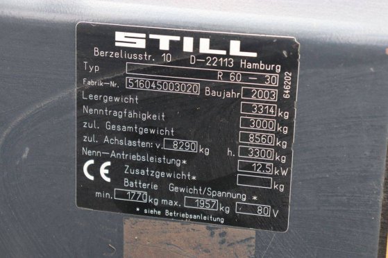 Forklift Still R60-30 Electric 3000kg 4.53m 2003 10045 2003 2 Forklift image 28