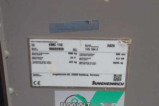 Stacker Jungheinrich EMC 110 Electric 1000kg 2020 EMC 110 2020 2 image 13