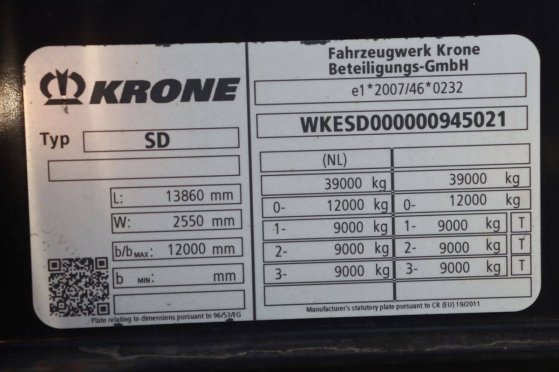 Krone SD 39000kg 2020 curtain-sided semi-trailer SD 2020 2 image 13