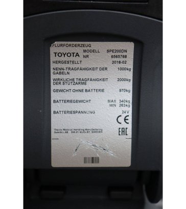 Toyota SPE200DN Electric Stacker 2000kg 2.1m 2018 SPE200DN 2018 2 image 13