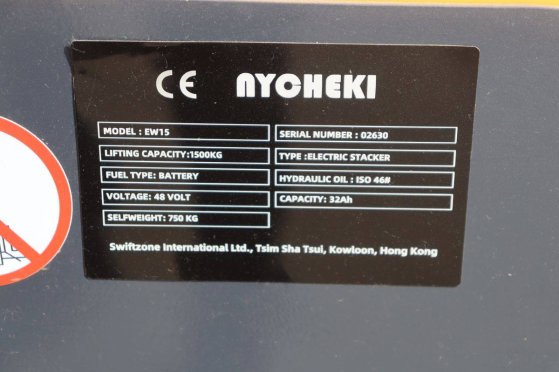 Nycheki EW15 Electric Stacker 1500kg 5.5m New Nycheki EW15 1 image 14