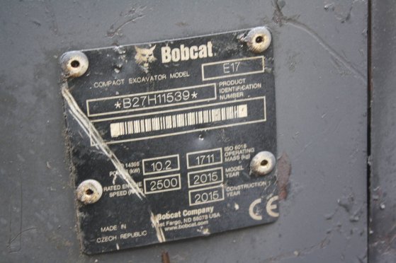 Mini excavator Bobcat E17 Diesel 10.2kW 2015 2253 2015 2 image 14