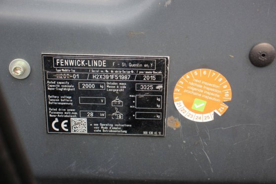 Forklift Fenwick-Linde H20T-01 LPG 2000kg 3.1m 2015 Fenwick-Linde H20T-01 2015 2 Forklift image 14
