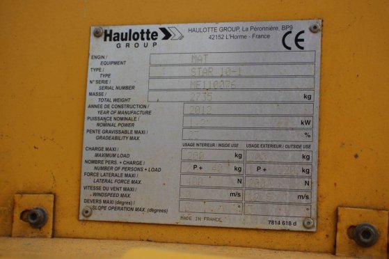 Haulotte Star 10 Electric Mast Lift 200kg 10m 2012 Haulotte Star 10 2012 2 image 14