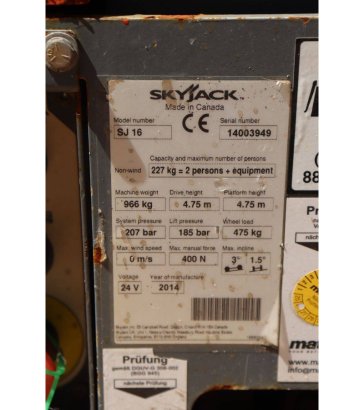 Skyjack SJ 16 Electric Mast Lift 6.75m 2014 Skyjack SJ 16 2014 2 image 29