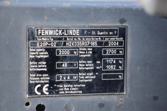 Linde E20P-02 Electric Forklift 2000kg 4.47m 2004 E20P-02 2004 2 Forklift image 14