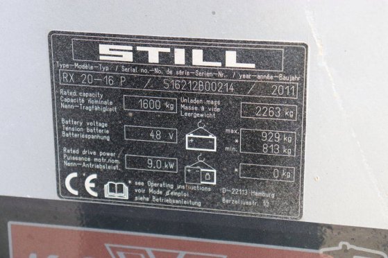 Forklift Still RX20-16P Electric 1600kg 5.62m 2011 RX20-16P 2011 2 Forklift image 14