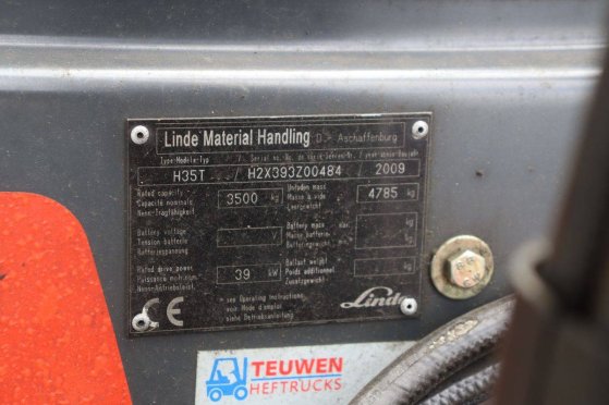 Linde H35T LPG Forklift 3500kg 2009 H35T 2009 2 Forklift image 44