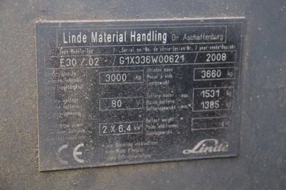 Linde E30/02 Electric Forklift 3000kg 2008 E30/02 2008 2 Forklift image 29