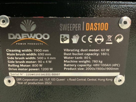 Sweeper Daewoo DAS100 Electric 1200W 2026 New Daewoo DAS100 2026 1 image 14