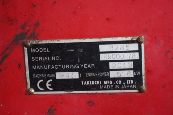 Crawler excavator Takeuchi TB285 Diesel 52kW 2013 TB285 2013 2 Crawler Excavators image 14