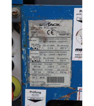 Skyjack SJ12 Electric Mast Lift 227kg 5.6m 2015 Skyjack SJ12 2015 2 image 14