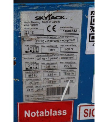 SkyJack SJ12 Electric Mast Lift 5.66m 2015 Skyjack SJ 12 2015 2 image 13