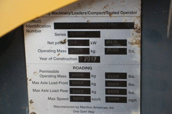 Gehl AL600 Diesel Wheel Loader 2017 Gehl AL600 2017 2 Wheel Loaders image 15