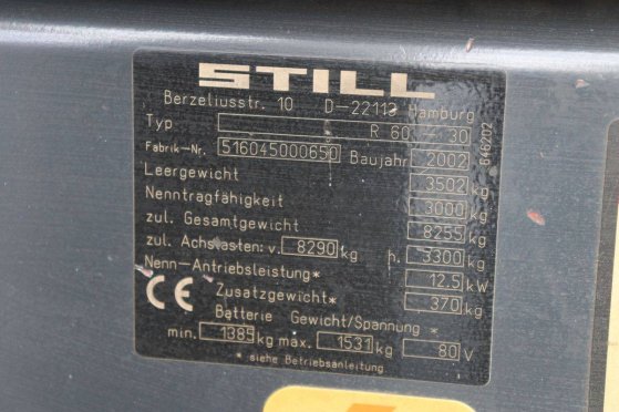 Forklift Still R60-30 Electric 3000kg 4.7m 2002 10045 2002 2 Forklift image 30