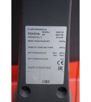 Stacker Toyota SWE120 Electric 1200kg 2.9m 2019 SWE120 2019 2 image 15