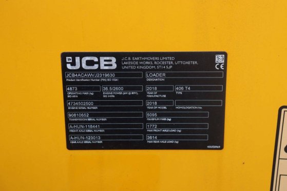 JCB 406 T4 Diesel Wheel Loader 36.5kW 2018 406 T4 2018 2 Wheel Loaders image 15