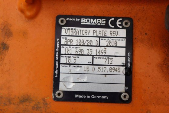 Vibratory plate Bomag BPR 100/80 D Diesel 2010 BPR 100/80 D 2010 2 image 15