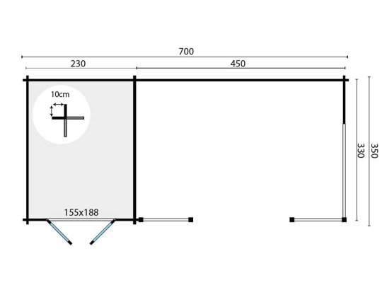 Log Cabin - Garden House Kukka 230x350x279cm (New) Onbekend 1 image 3
