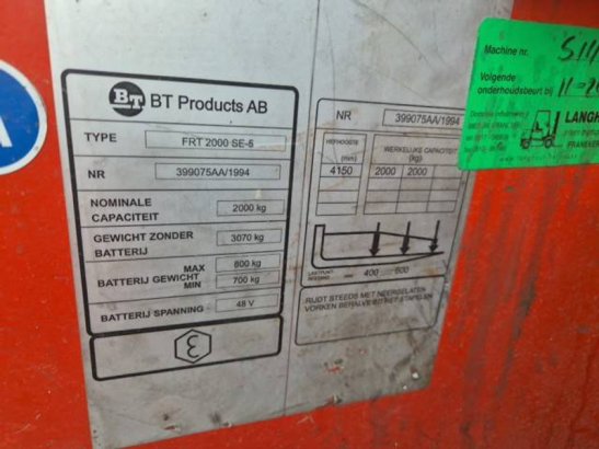 Reach truck BT FRT 2000 SE-5 Electric 2000kg 4.15m 1994 BT FRT 2000 SE-5 1994 2 image 4