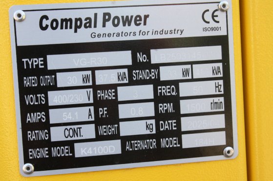 Generator Compal Power VG-R30 Diesel 37kVA 2025 New compal power VG-R30 2025 1 Generators image 18