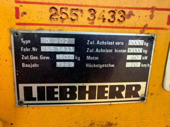 Wheel excavator Liebherr A902 Diesel 60kW 1989 A902 1989 2 Wheeled Excavators image 5