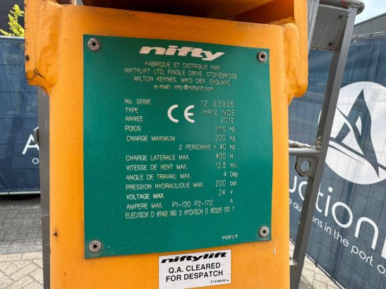 Nifty HR12 NDE Articulated Boom Lift Electric/Diesel Hybrid 12.2m 2012 Nifty HR12 NDE 2012 2 image 5