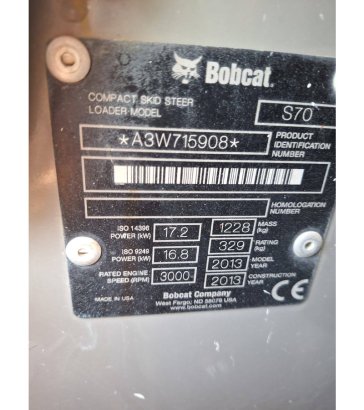 Skid steer loader Bobcat S70 Diesel 2013 S70 2013 2 Wheel Loaders image 6