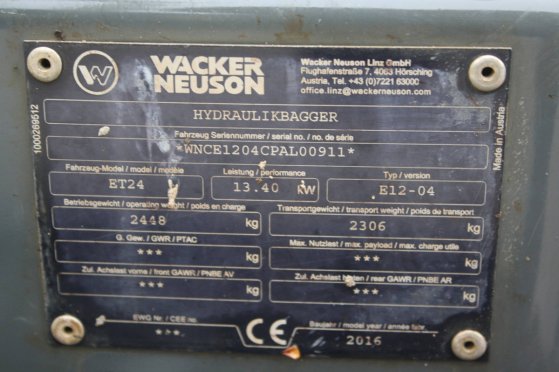 Mini excavator Wacker Neuson ET24 Diesel 13.4kW 2016 Neuson ET24 2016 2 image 6