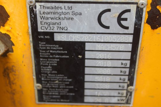 Dumper Thwaites MACH570 Diesel 3000kg 2016 Thwaites MACH570 2016 2 Mini dumpers image 7
