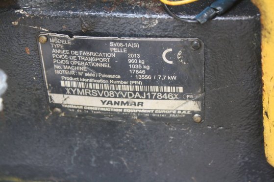 Mini excavator Yanmar SV08-1AS Diesel 7.7kW 2013 923 2013 2 image 7
