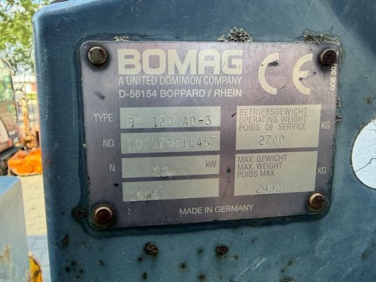 Roller Bomag BW 120 AD-3 Diesel 22kW 1995 413 1995 2 image 23