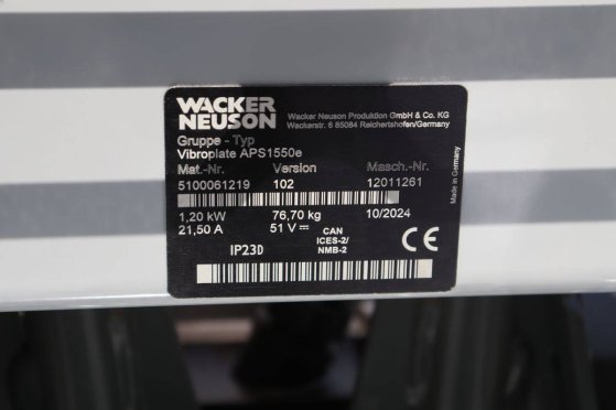 Wacker Neuson APS1550e Electric Vibratory Plate 2024 New Neuson APS1550e 2024 1 image 9