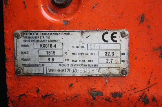 Mini excavator Kubota KX016-4 Diesel 2014 KX016-4 2014 2 image 9