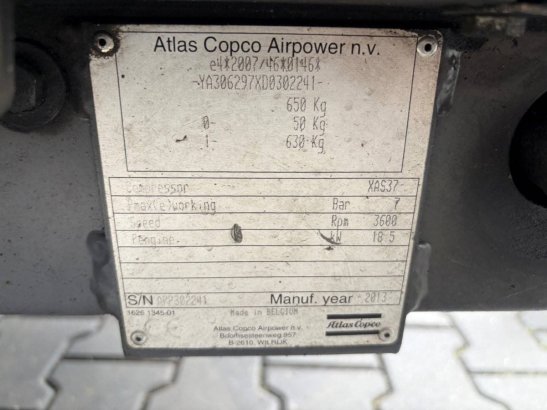 Compressor Atlas Copco XAS37 Diesel 7bar 2013 XAS37 2013 2 Compressors image 9