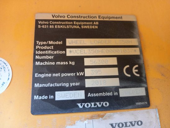 Volvo L350H (EXW - Abu Dhabi) L350H (EXW - Abu Dhabi) 2018 2 Wheel Loaders image 10