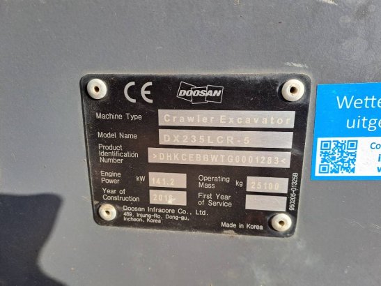 Doosan DX 235 LCR-5 Doosan DX 235 LCR-5 2016 2 Crawler Excavators image 11