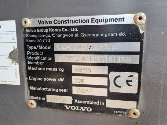 Volvo EC350EL EC350EL 2022 2 Crawler Excavators image 11
