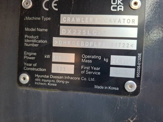 Develon DX225LC-7 Develon DX225LC-7 2023 2 Crawler Excavators image 5