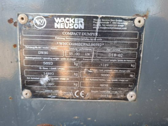 Wacker Neuson DW90 DW90 2017 2 Dump Truck image 8
