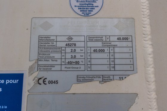 FELDBINDER EUT 40.3- 40.000 L CEMENT/CIMENT/ZEMENT Feldbinder EUT 40.3- 40.000 L CEMENT/CIMENT/ZEMENT 2011 2 Tanker semi t...
