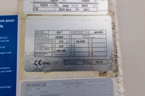 FELDBINDER EUT 40.3- 40.000 L CEMENT/CIMENT/ZEMENT Feldbinder EUT 40.3- 40.000 L CEMENT/CIMENT/ZEMENT 2012 2 Tanker semi t...