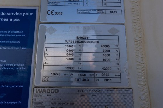 FELDBINDER EUT 40.3- 40.000 L CEMENT/CIMENT/ZEMENT Feldbinder EUT 40.3- 40.000 L CEMENT/CIMENT/ZEMENT 2012 2 Tanker semi t...