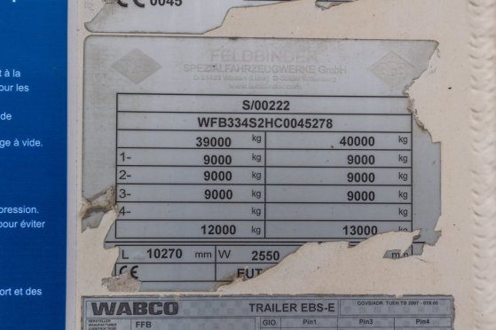 FELDBINDER EUT 40.3- 40.000 L CEMENT/CIMENT/ZEMENT Feldbinder EUT 40.3- 40.000 L CEMENT/CIMENT/ZEMENT 2011 2 Tanker semi t...