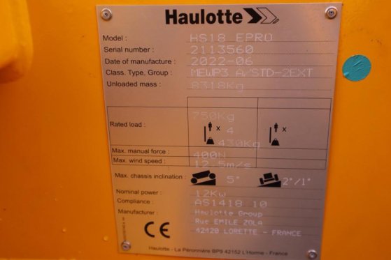 Haulotte HS18EPRO Valid Inspection, Electric 4x4 Drive, Ver Haulotte HS18EPRO Valid Inspection, Electric 4x4 Drive, Ver 20...